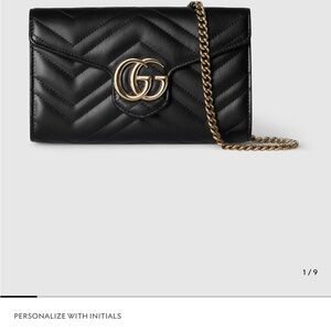 Gucci Black Quilted Clutch with Gold Chain